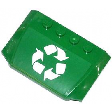 green wedge 4 x 6 x 2 3 triple curved with white recycling arrows pattern sticker - set 70805