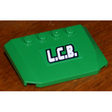 green wedge 4 x 6 x 2 3 triple curved with white l.c.b pattern sticker - set 7998