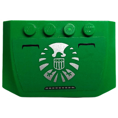 green wedge 4 x 6 x 2 3 triple curved with silver shield logo with black and silver detail pattern sticker - set 76004
