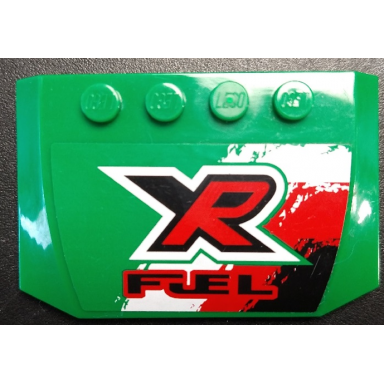 green wedge 4 x 6 x 2 3 triple curved with black red and white xr fuel pattern sticker - set 8184