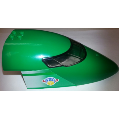 aircraft fuselage forward top curved 8 x 16 x 5 with trans-brown glass with box and arrows and globe pattern on both sides stickers - set 7734