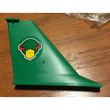 green tail 14 x 2 x 8 with yellow box red arrows and wire frame globe pattern on both sides stickers - set 60022