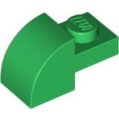 green slope curved 2 x 1 with recessed stud