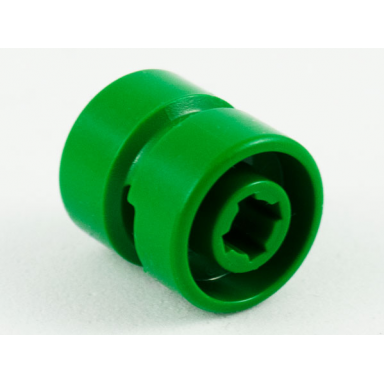 green wheel 11mm d x 12mm hole notched for wheels holder pin