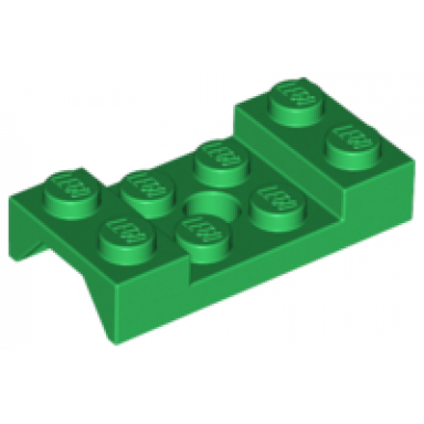 green vehicle mudguard 2 x 4 with arch studded with hole