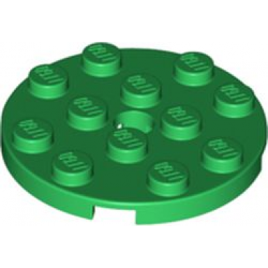 green plate round 4 x 4 with hole