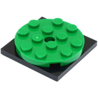 green turntable 4 x 4 x 2 3 with black square base free-spinning 60474 61485