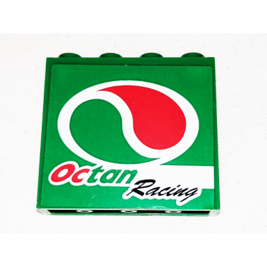 green panel 1 x 4 x 3 with side supports - hollow studs with octan logo and octan racing pattern model left side sticker - set 60025