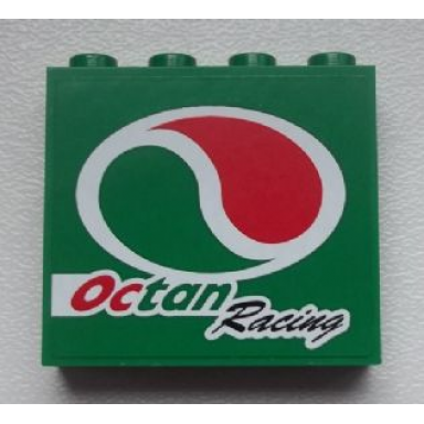 green panel 1 x 4 x 3 with side supports - hollow studs with octan logo and octan racing pattern model right side sticker - set 60025