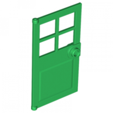 green door 1 x 4 x 6 with 4 panes and stud handle