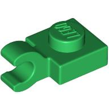 green plate modified 1 x 1 with open o clip horizontal grip