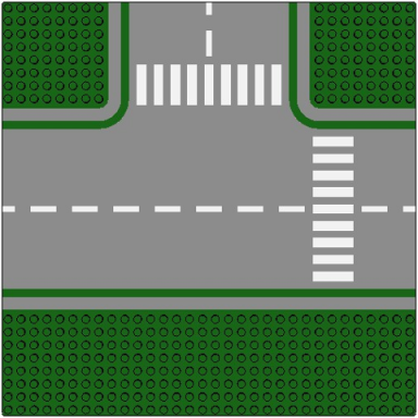green baseplate road 32 x 32 8-stud t intersection with road pattern