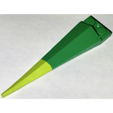 green plate modified 1 x 2 with angular extension with molded flexible rubber lime tip pattern