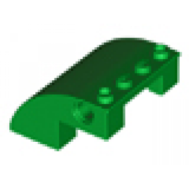 green slope curved 4 x 4 x 2 with 4 studs and pin holes