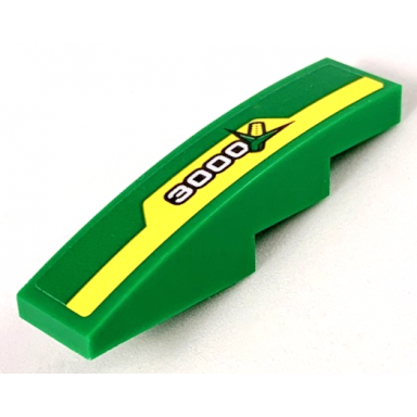 green slope curved 4 x 1 with yellow stripe white 3000 and ear of corn pattern model left side sticker - set 60223