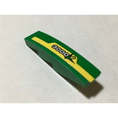 green slope curved 4 x 1 with yellow stripe white 3000 and ear of corn pattern model right side sticker - set 60223