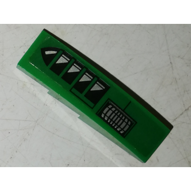 green slope curved 4 x 1 with vent holes pattern model left side sticker - set 70641