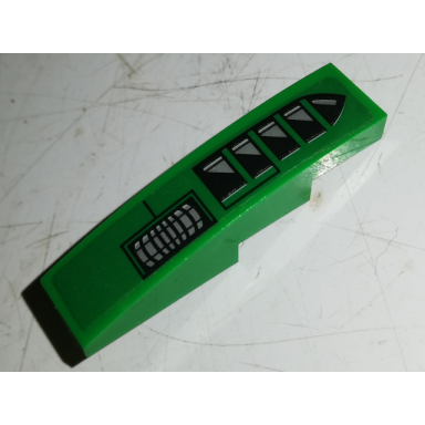 green slope curved 4 x 1 with vent holes pattern model right side sticker - set 70641