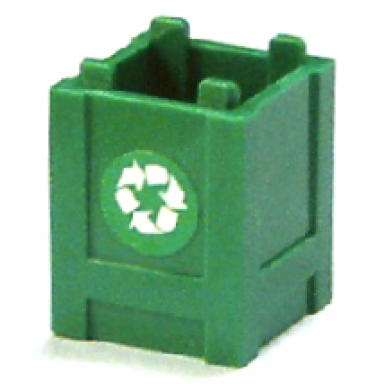 green container box 2 x 2 x 2 - top opening with white recycling arrows pattern on opposite sides stickers - set 7642