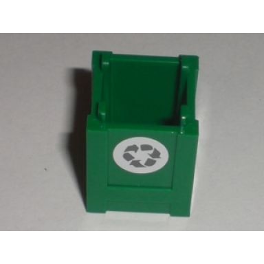 green container box 2 x 2 x 2 - top opening with recycling arrows pattern on single side sticker - set 7208