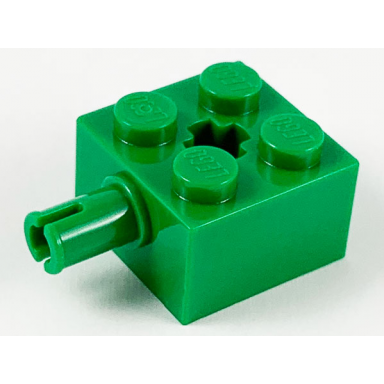 green brick modified 2 x 2 with pin and axle hole