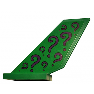 green tail shuttle with dark purple question marks on green background pattern on both sides stickers - set 76120