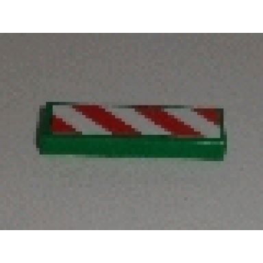 green tile 1 x 3 with red and white danger stripes pattern model right side sticker - set 60097