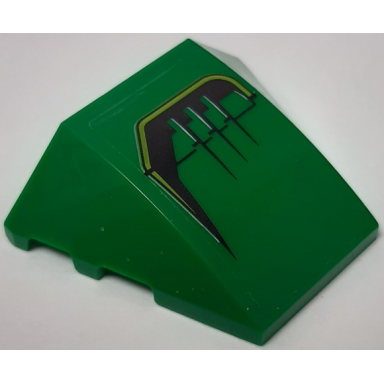 green wedge 4 x 3 triple curved no studs with black and yellow vent pattern model left side sticker - set 70641