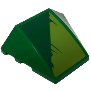 green wedge 4 x 3 triple curved no studs with lime and green triangles with scratch marks pattern model right side sticker - set 70641
