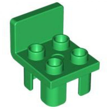 green duplo furniture chair with 4 studs and squared back