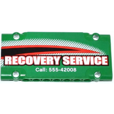 green technic panel plate 5 x 11 x 1 with recovery service and call: 555-42008 pattern model left side sticker - set 42008