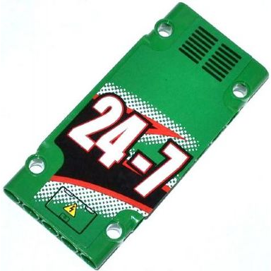 green technic panel plate 5 x 11 x 1 with grilles 24-7 and hatch pattern model left side sticker - set 42008