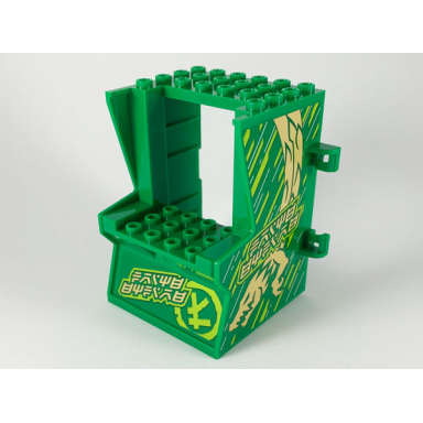 green minifigure utensil arcade game cabinet body with dragon game pattern stickers - set 71716