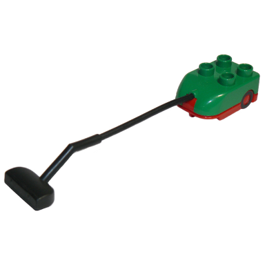 green duplo utensil vacuum cleaner with contrasting base