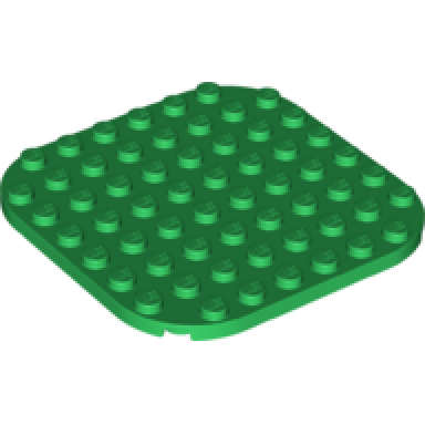 green plate round 8 x 8 with rounded corners