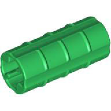green technic axle connector 2l ridged with x hole x orientation