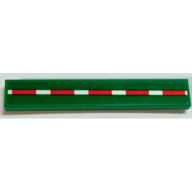 green tile 1 x 6 with red and white striped line pattern sticker - set 42167