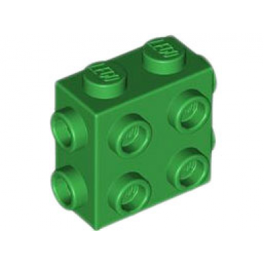 green brick modified 1 x 2 x 1 2 3 with studs on side and ends