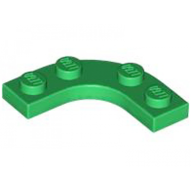 green plate round corner 3 x 3 with 2 x 2 curved cutout