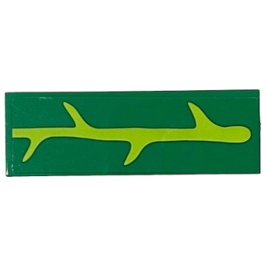 green tile 2 x 6 with lime mandrake leaf veins pattern sticker - set 76433