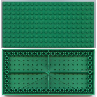 green brick 10 x 20 with bottom tubes in single row around edge with cross support
