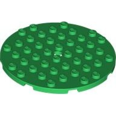 green plate round 8 x 8 with hole