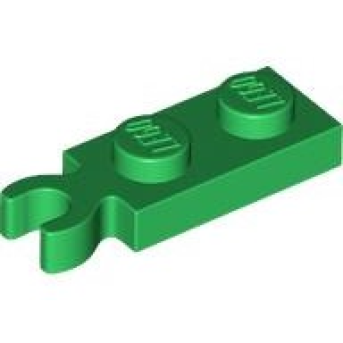 green plate modified 1 x 2 with clip on end vertical grip