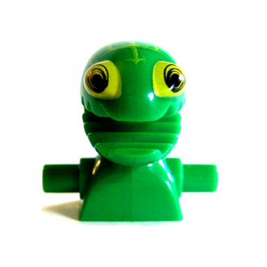 green minifigure head modified frenzy pattern with lime eyes and open jagged mouth torso extension with handles