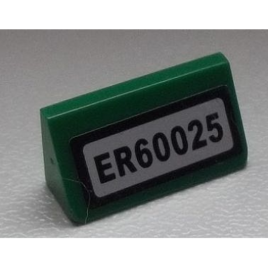 green slope 30 1 x 2 x 2 3 with er60025 pattern sticker - set 60025