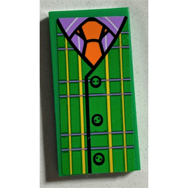 green tile 2 x 4 with plaid vest with buttons lavender shirt orange tie pattern sticker - set 75978