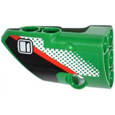 green technic panel fairing 1 small smooth short side a with door handle red stripe and white dot fade pattern sticker - set 42008