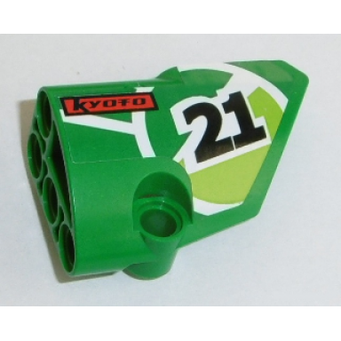 green technic panel fairing 2 small smooth short side b with 21 and kyoto pattern sticker - set 8864