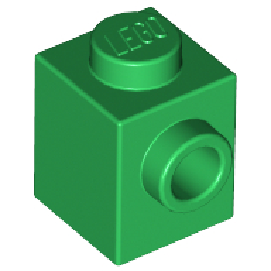 green brick modified 1 x 1 with stud on side