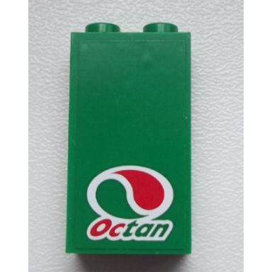 green panel 1 x 2 x 3 with side supports - hollow studs with octan logo pattern sticker - set 60025